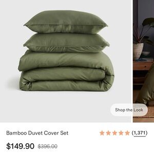 Quince Olive Green Bamboo King Duvet Cover Set